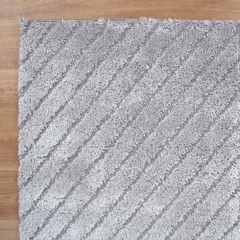 Touchy Modern Silver Shag Rug