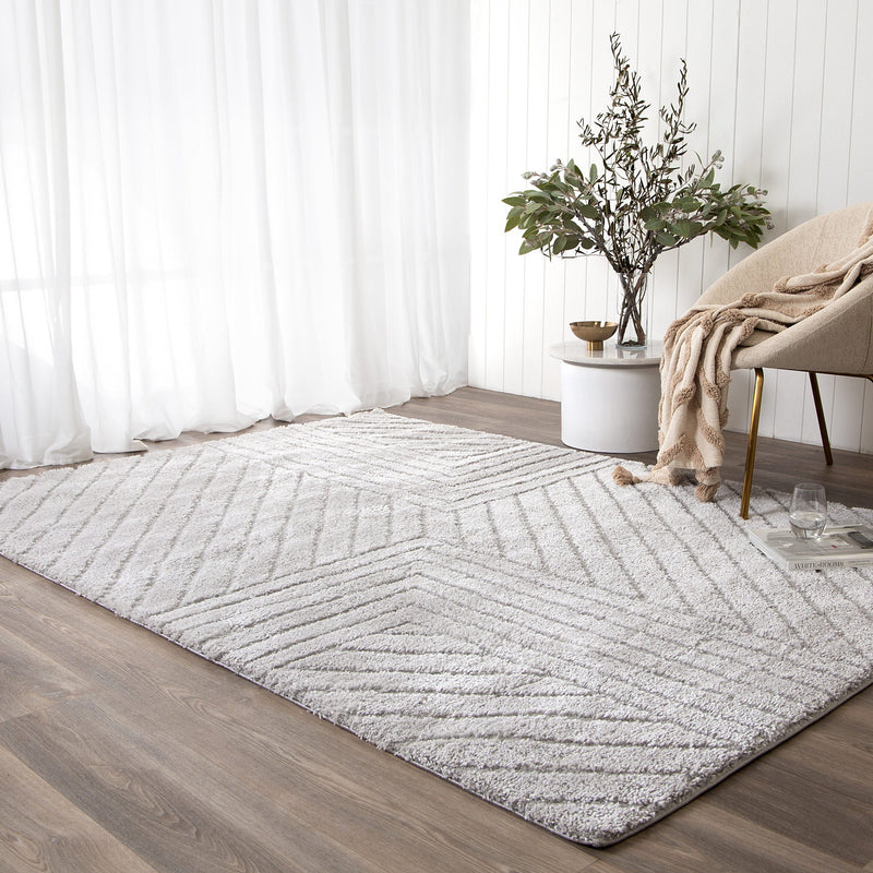 Touchy Modern Silver Shag Rug
