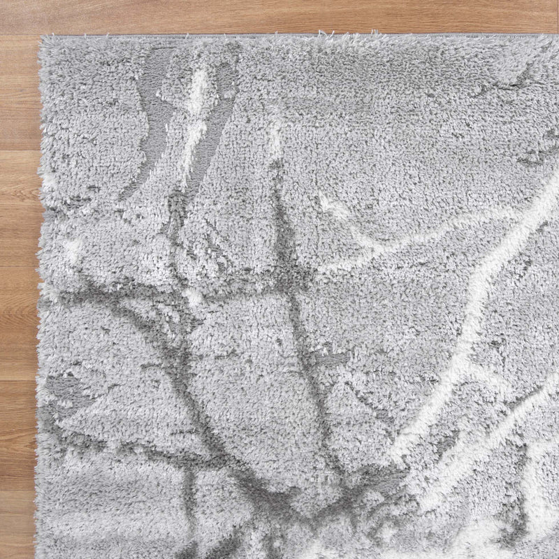 Touchy Abstract Silver Shag Rug