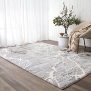 Touchy Abstract Silver Shag Rug