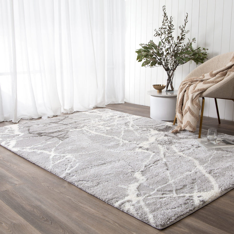 Touchy Abstract Silver Shag Rug