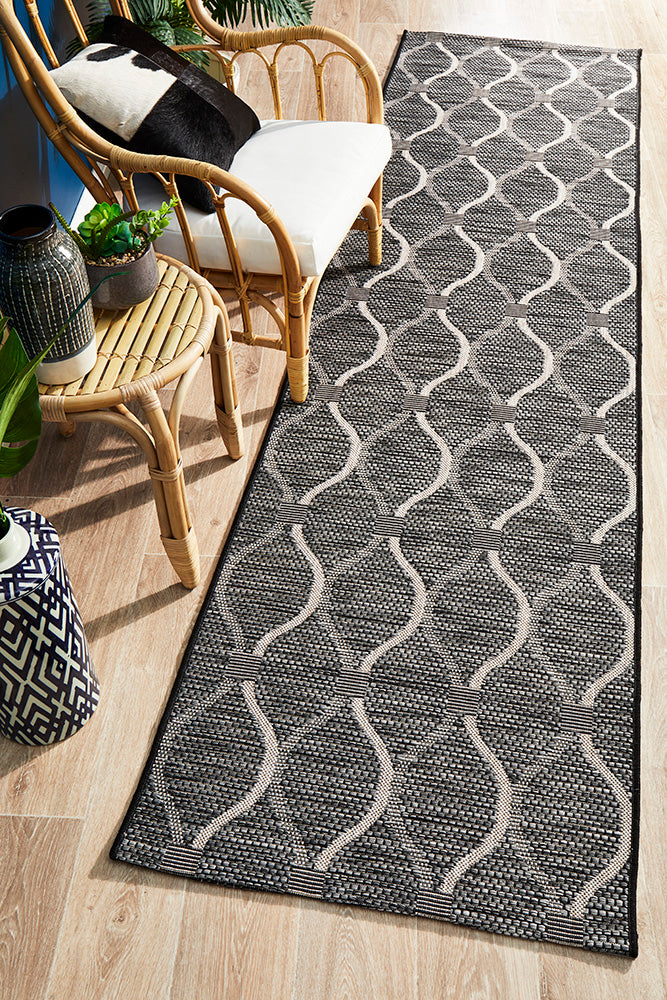 Courtyard Portico Black Runner Rug