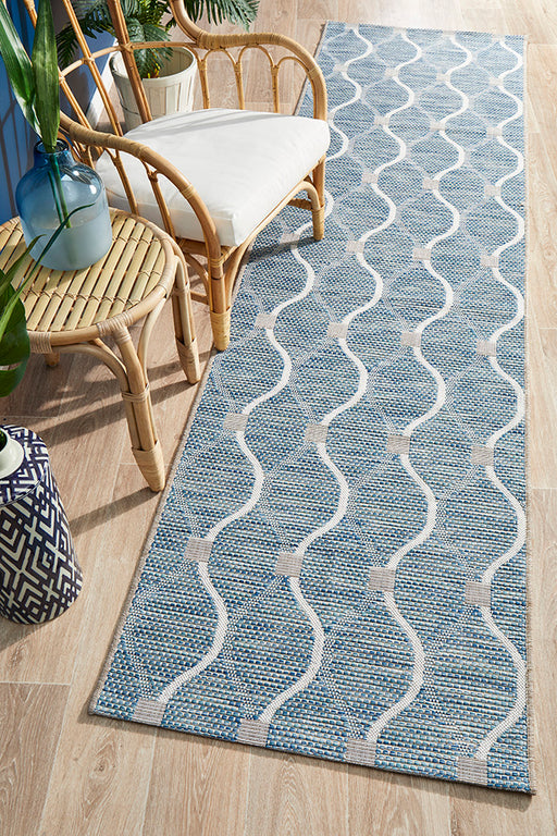 Courtyard Portico Blue Runner Rug