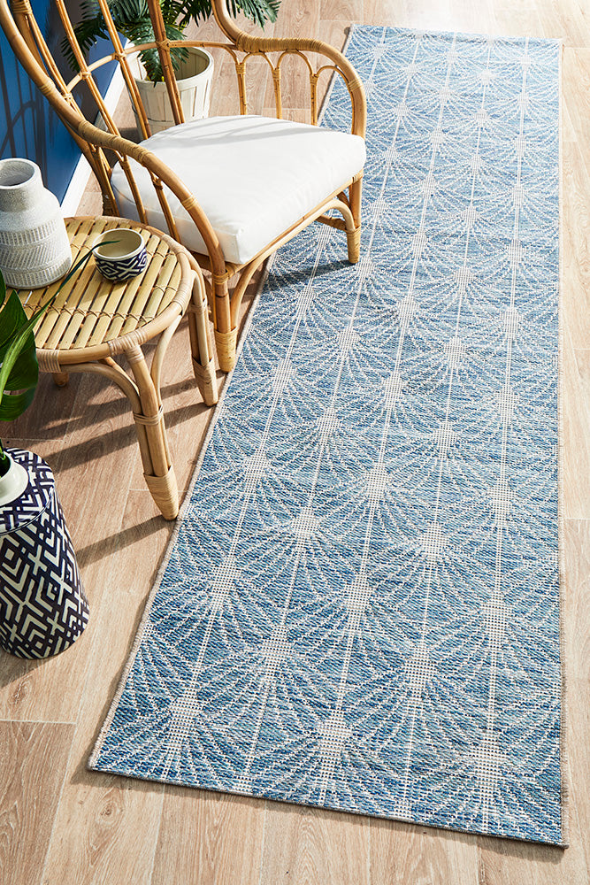 Courtyard Porch Llertis Blue Runner Rug