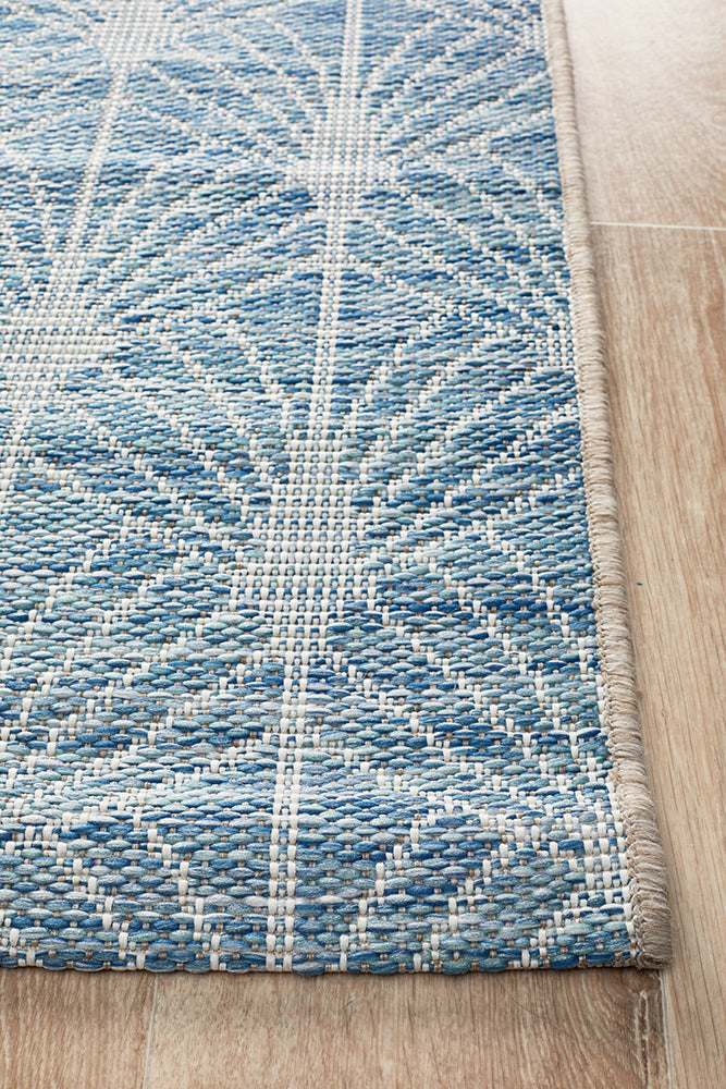 Courtyard Porch Llertis Blue Runner Rug