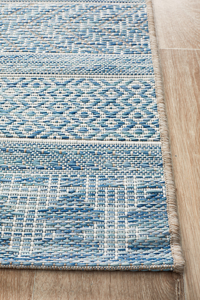 Courtyard Patio Blue Runner Rug