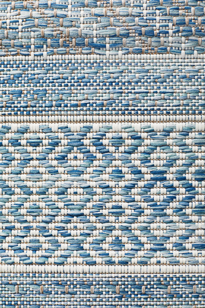 Courtyard Patio Blue Runner Rug