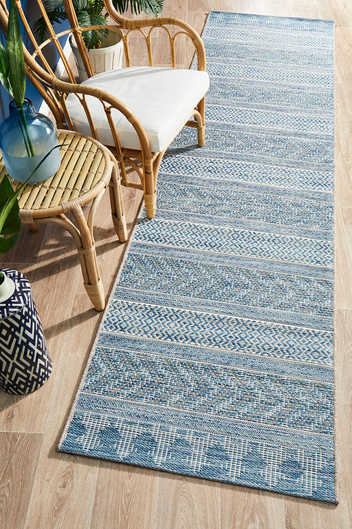 Courtyard Patio Blue Runner Rug
