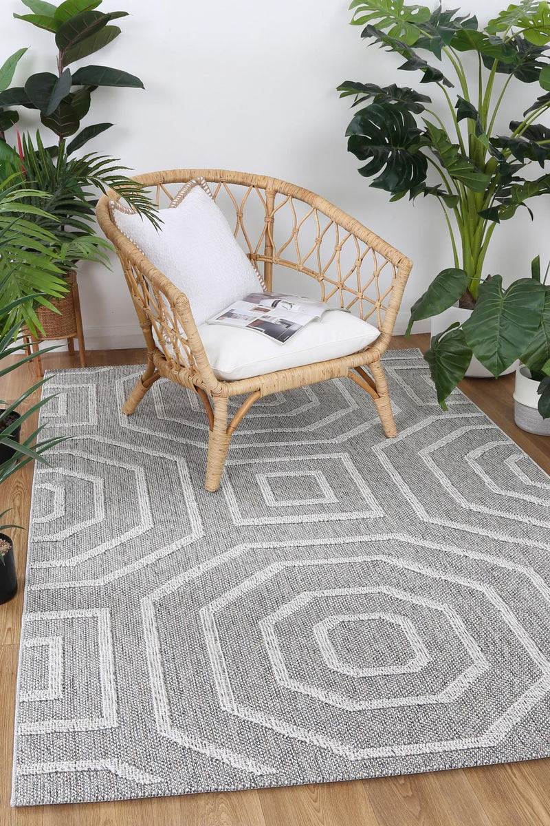 Lacuna Dove Geometric Grey Rug