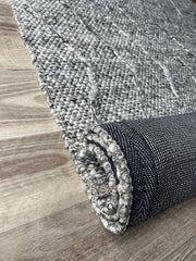 Zig Zag Dark Grey Round Rug