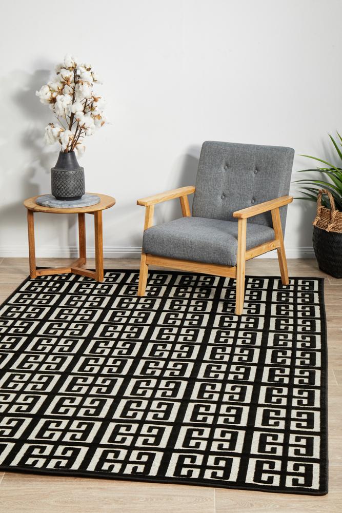 Edfu Maze Black & Gold Rug
