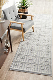 Edfu Maze Silver Runner Rug
