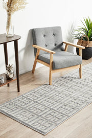 Edfu Maze Silver Runner Rug