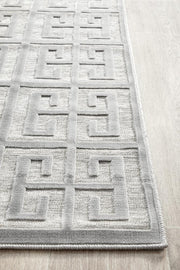 Edfu Maze Silver Runner Rug
