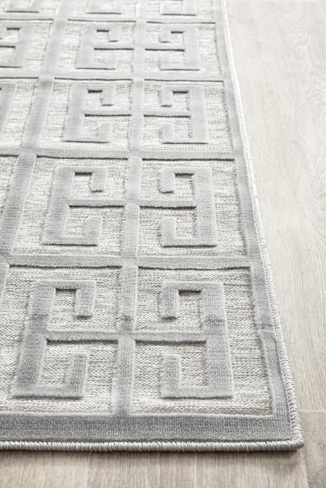 Edfu Maze Silver Runner Rug
