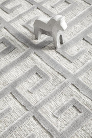 Edfu Maze Silver Runner Rug