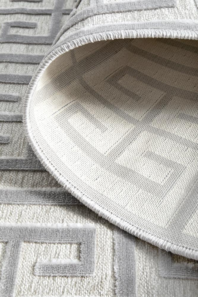 Edfu Maze Silver Runner Rug