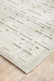 Edfu Maze Natural White Runner Rug
