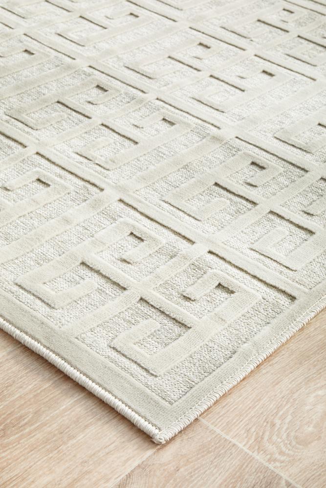 Edfu Maze Natural White Runner Rug