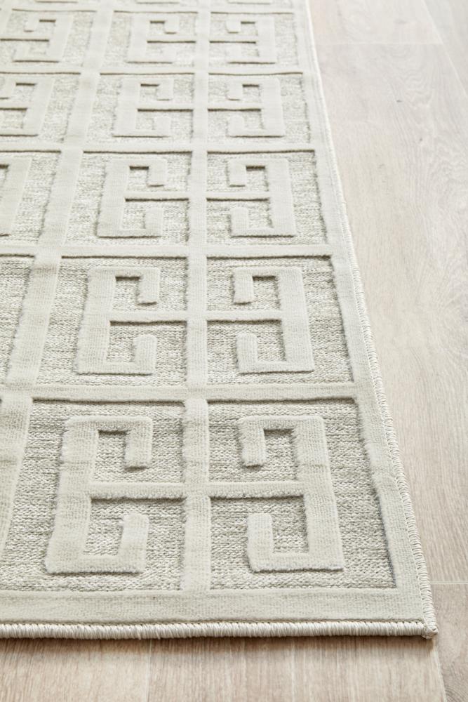Edfu Maze Natural White Runner Rug