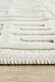 Edfu Maze Natural White Runner Rug