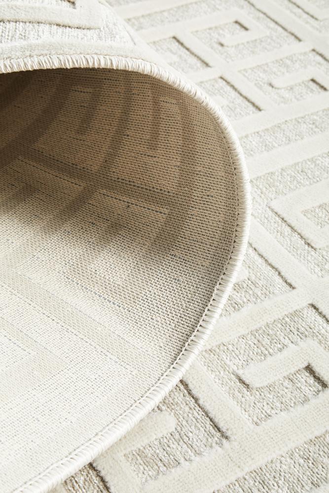 Edfu Maze Natural White Runner Rug