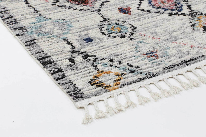 Boho Moroccan Taza White Rug