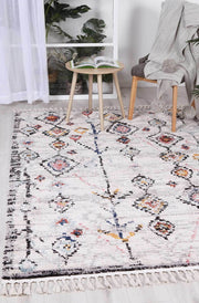 Boho Moroccan Taza White Rug