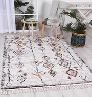 Boho Moroccan Taza White Rug