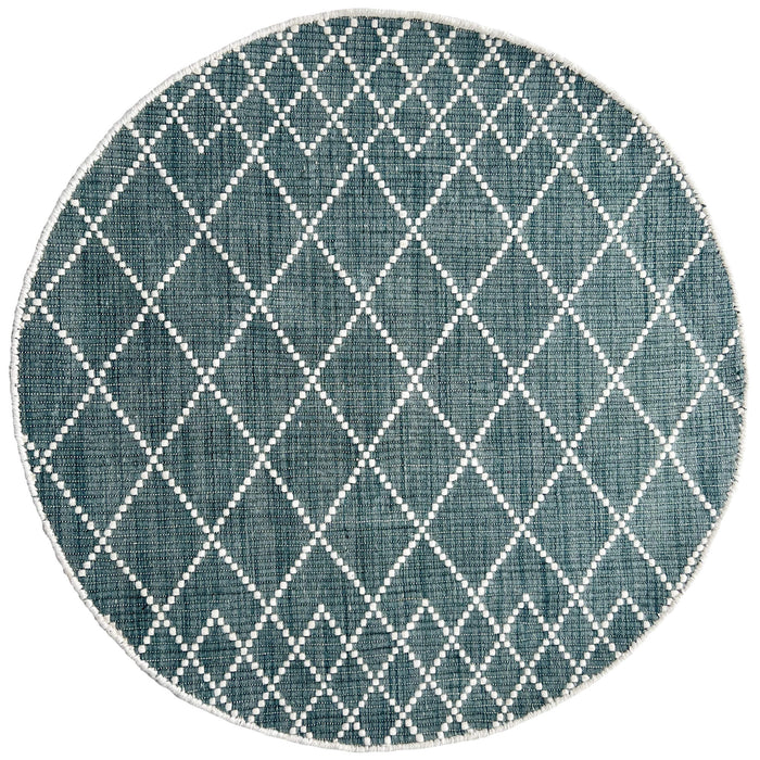 Puzzle Teal Round Rug