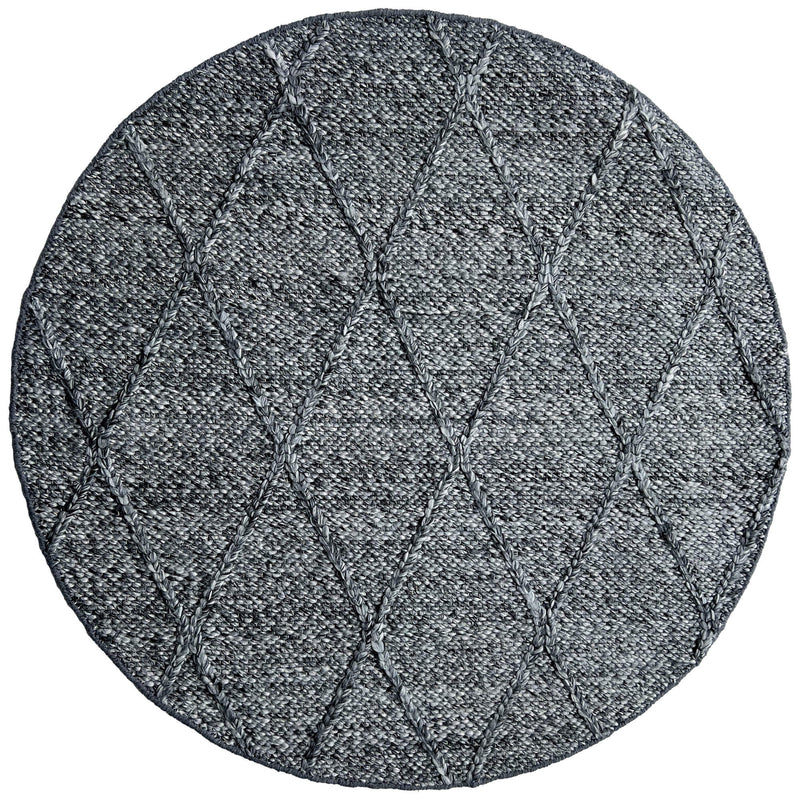 OmbreWool Coast Diamond Dark Grey Round Rug