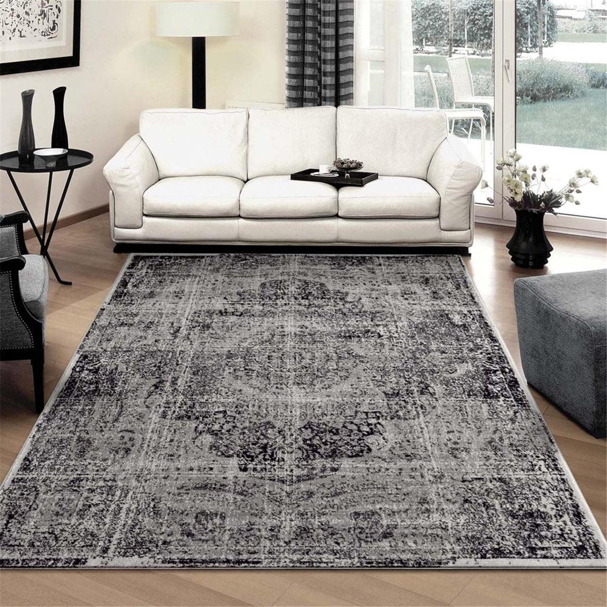 Soft Thick Grey Distressed pattern Rug — SydneyRugsOnline