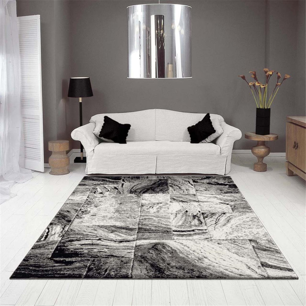 Grey Pattern Rug Mat Soft Thick Grey Distressed pattern Rug — SydneyRugsOnline