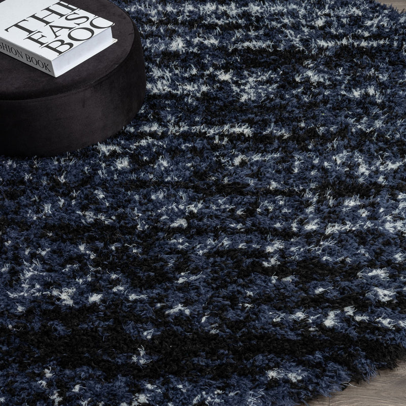 Deluxe Lavage Blue Shaggy Round Rug