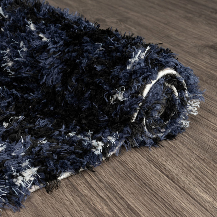 Deluxe Lavage Blue Shaggy Runner Rug