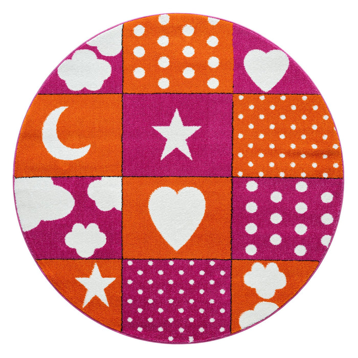 KidsVillage Moon Pink Orange Round Rug