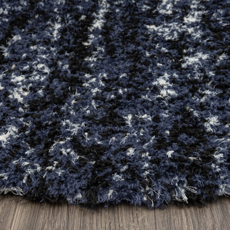Deluxe Lavage Blue Shaggy Round Rug
