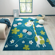 KidsVillage Giraffe Blue Rug