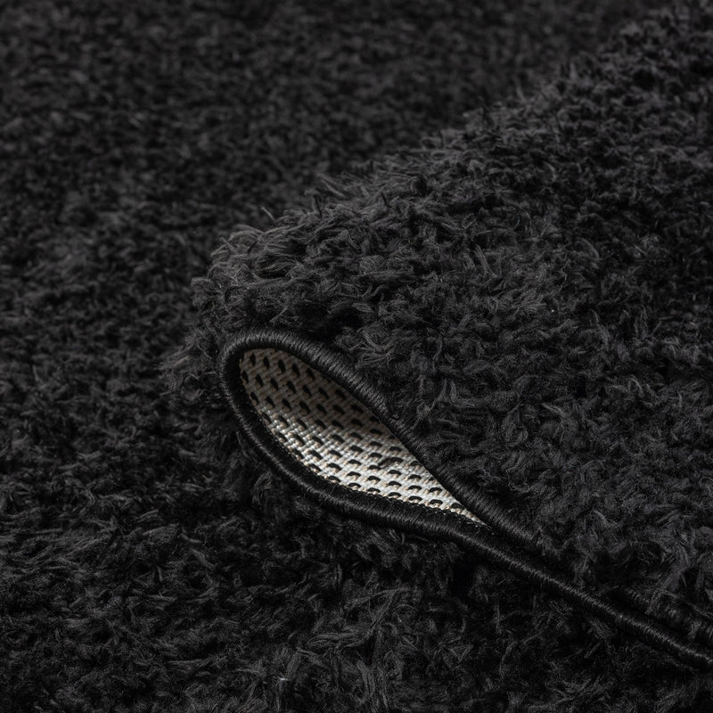 Pilose Black Rug Runner Rug