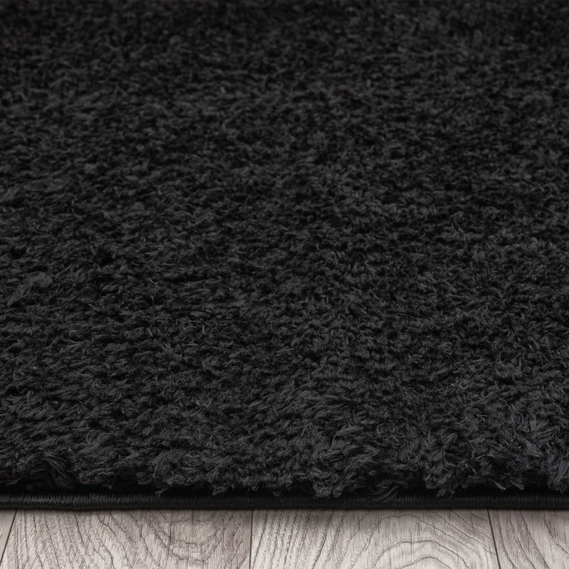 Pilose Black Rug Runner Rug