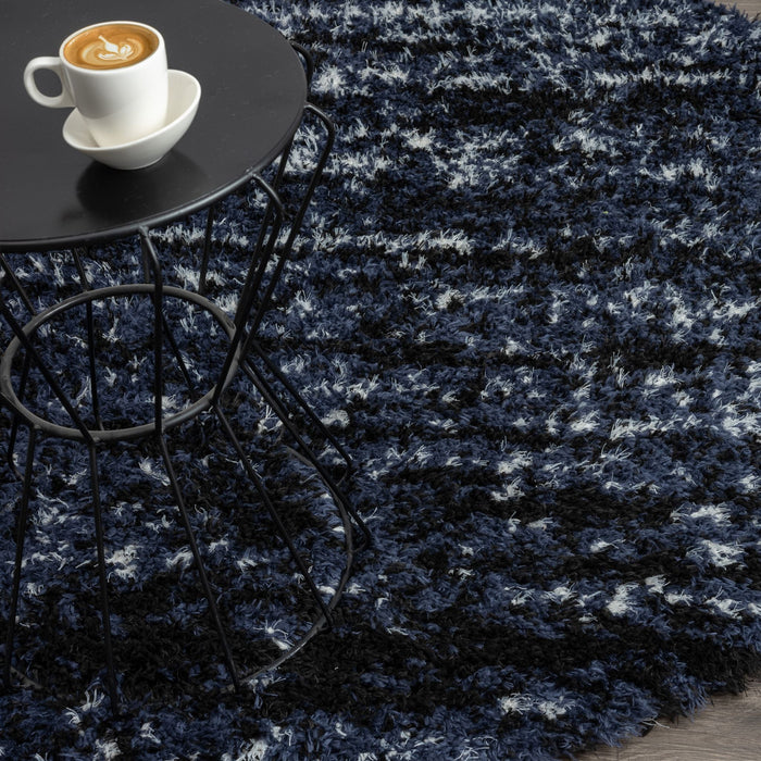 Deluxe Lavage Blue Shaggy Round Rug