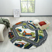 KidsVillage Road Cream Round Rug