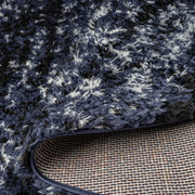 Deluxe Lavage Blue Shaggy Round Rug