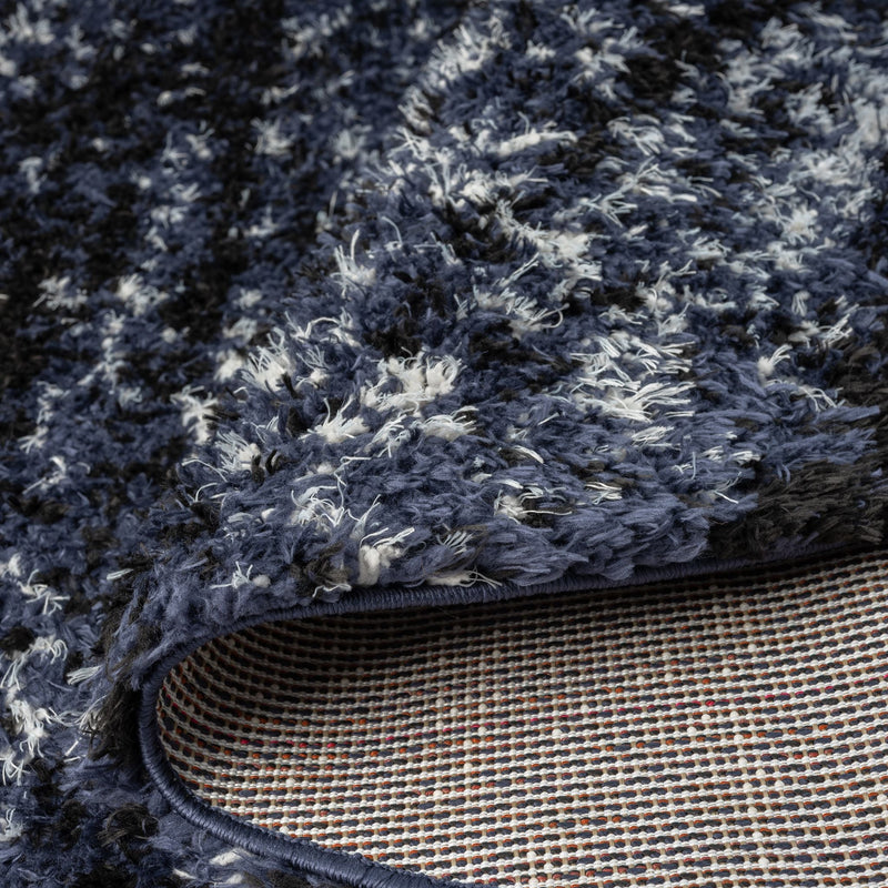 Deluxe Lavage Blue Shaggy Round Rug