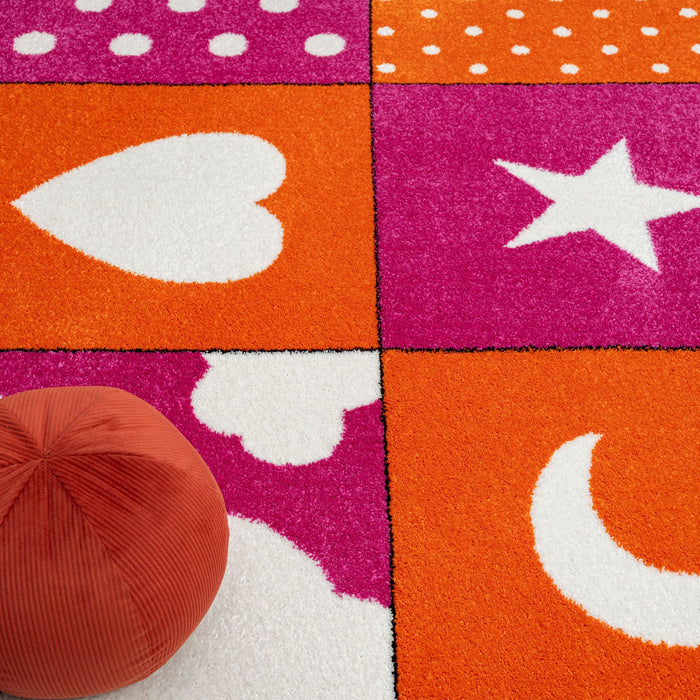 KidsVillage Moon Pink Orange Rug