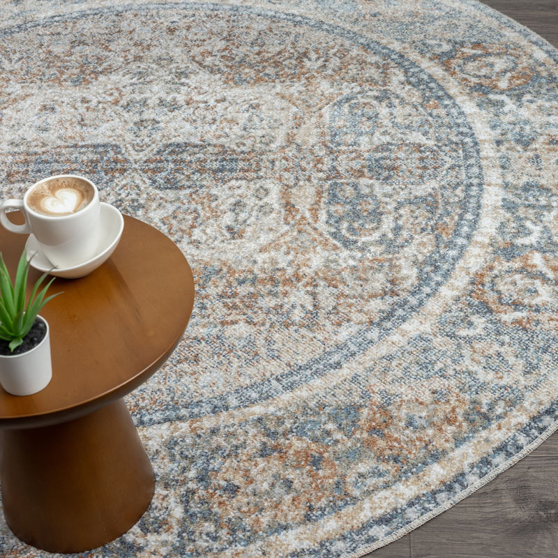 Easy Mild Coral Round Rug