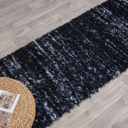Deluxe Lavage Blue Shaggy Runner Rug