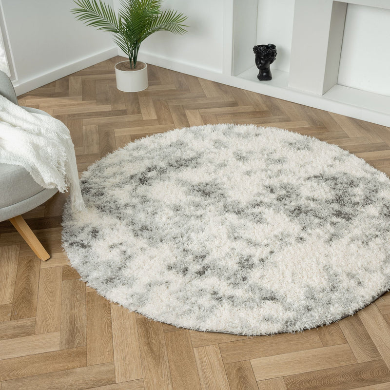 Deluxe Ash Shaggy Round Rug