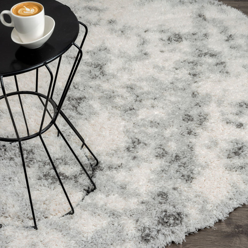 Deluxe Ash Shaggy Round Rug