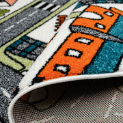 KidsVillage Road Cream Round Rug